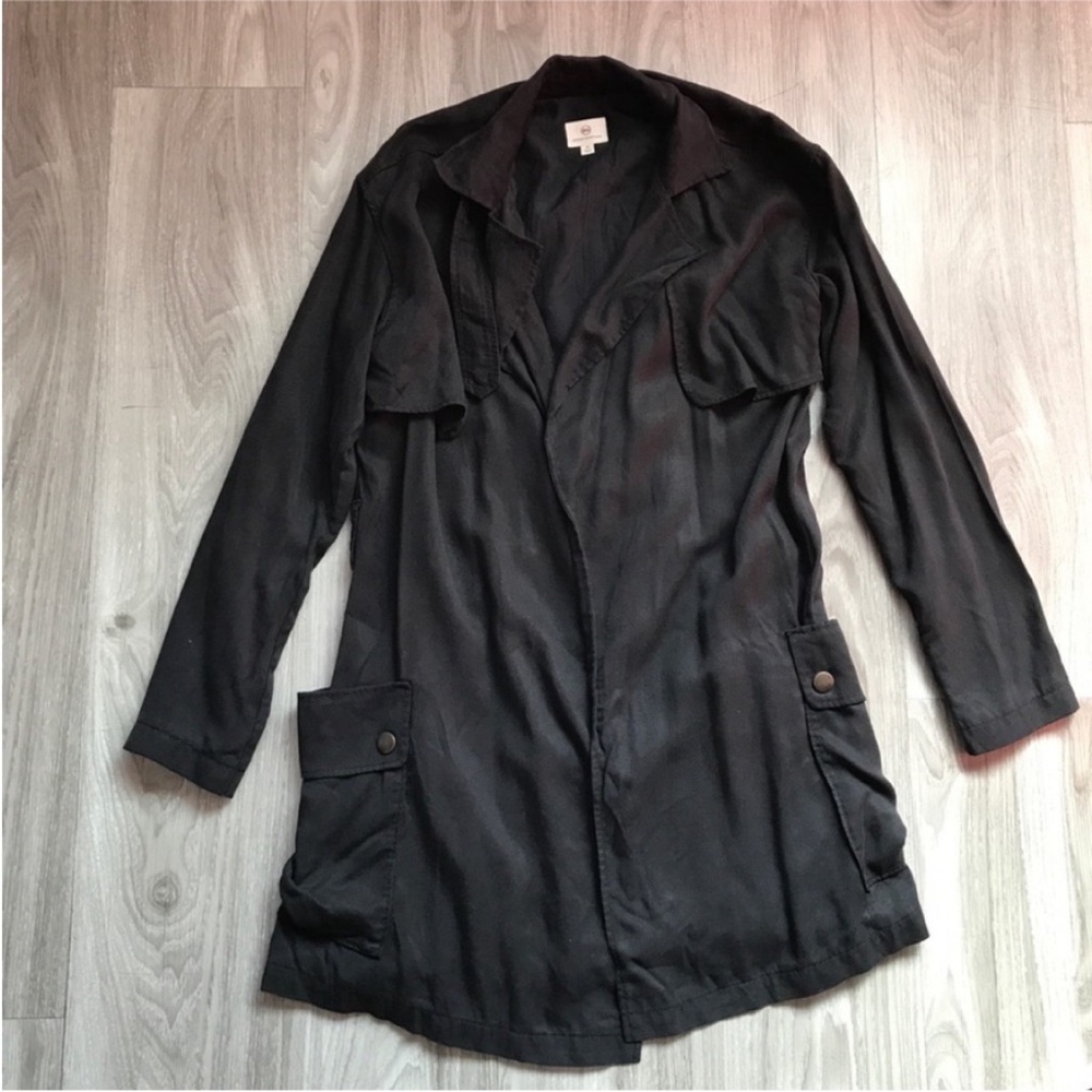 AG ADRIANO GOLDSCHMIED TEENCH COAT BLACK SLOUCHY POCKETS WOMENS XS